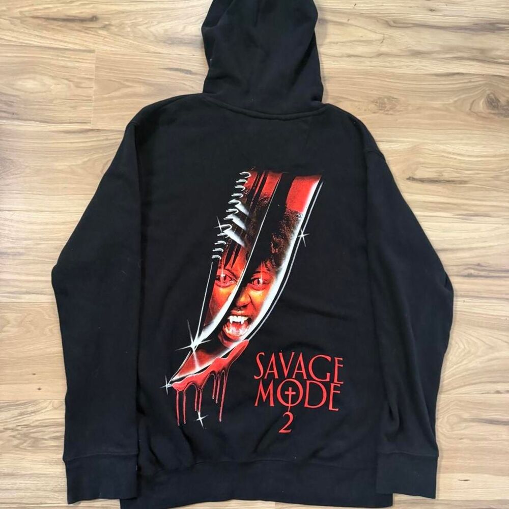 21 savage y2K rap graphic baggy hoodie Music Savage mode size medium